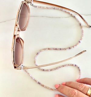 Kristy glasses chain - Pink crystal