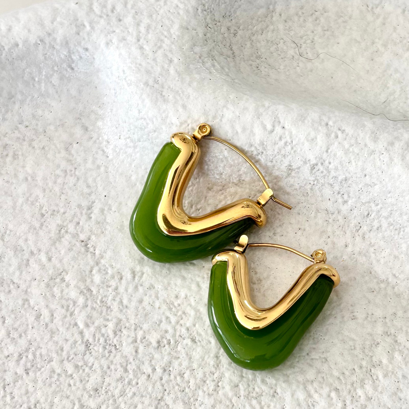 Astra Gold Hoop Earrings, emerald