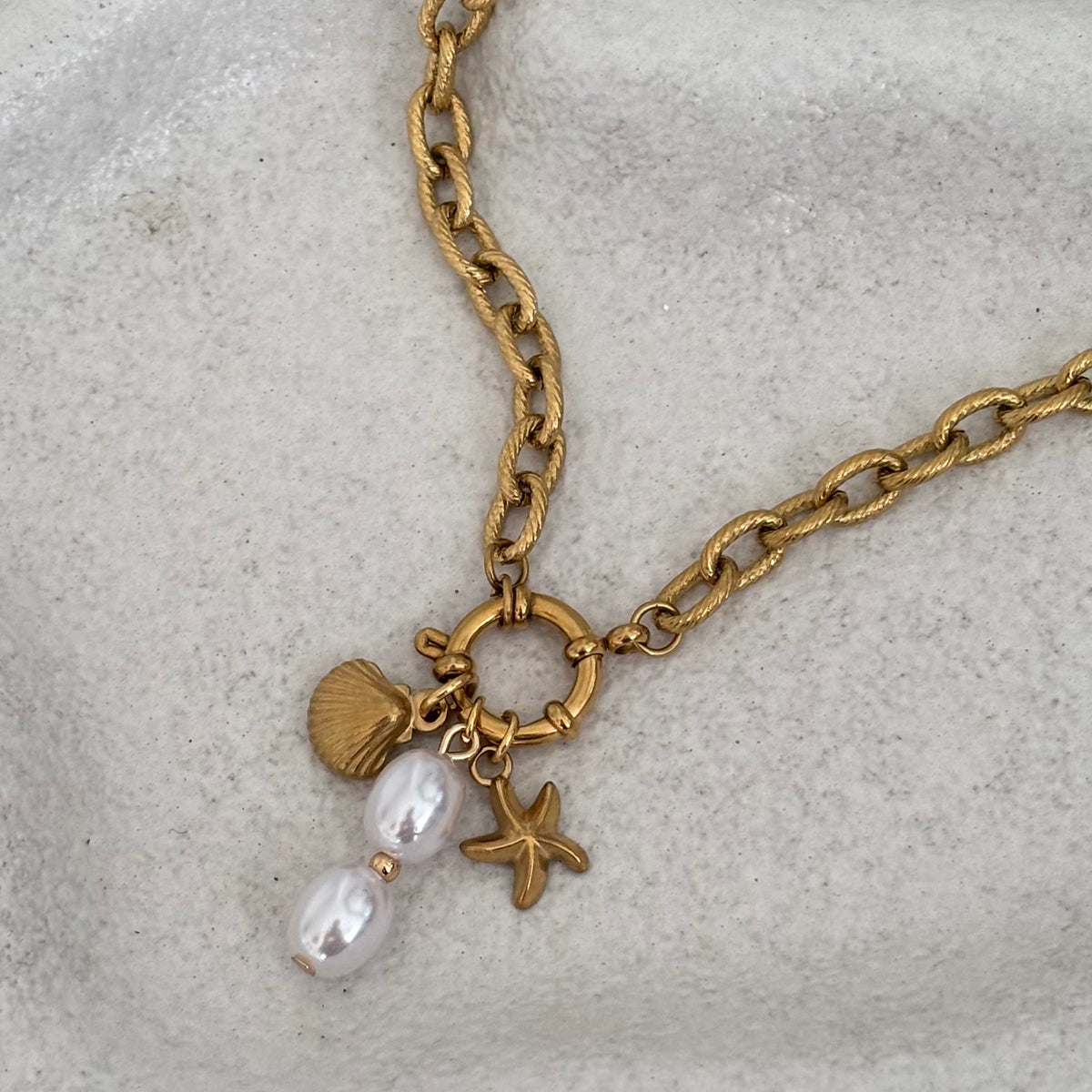 Sicilian charm necklace Pearl Detail