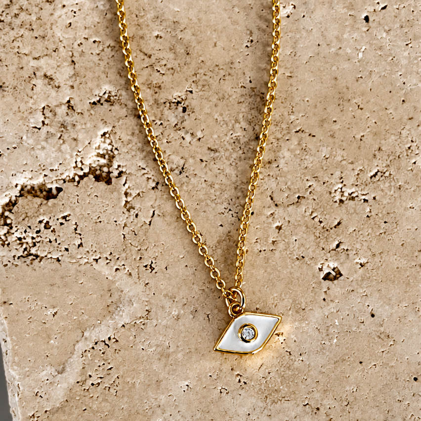 Delicate Evil Eye Necklace Snow