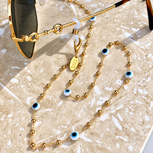 Evil Eye Sunglass Chain - Light Blue