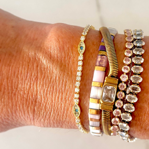 Delicate Evil Eye Protection - Tennis Bracelet Gold