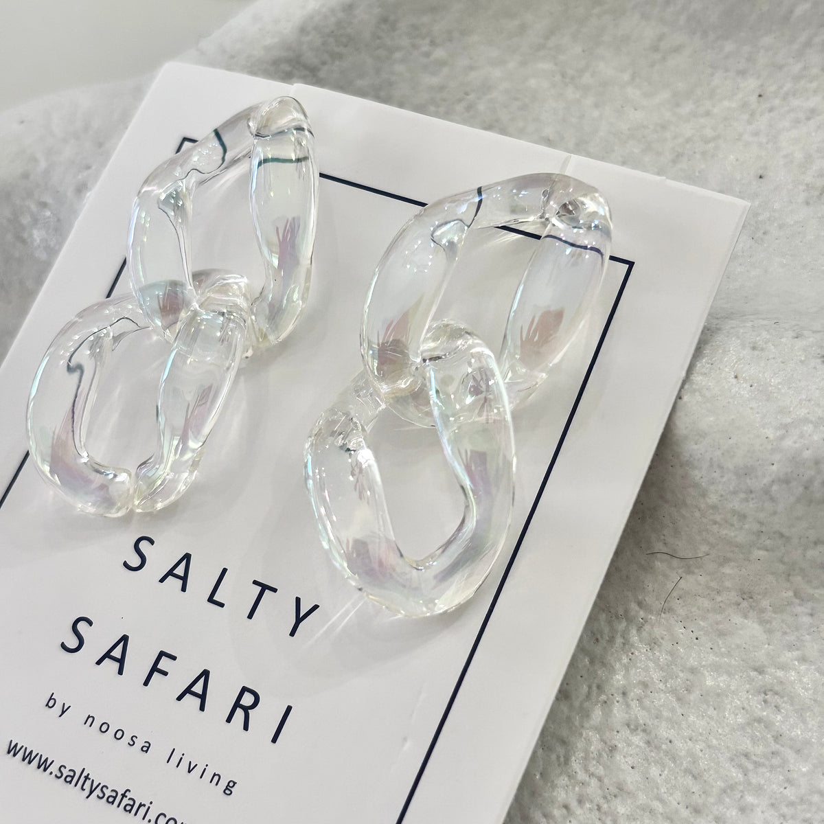 Clear Metallic Resin Chain Earring