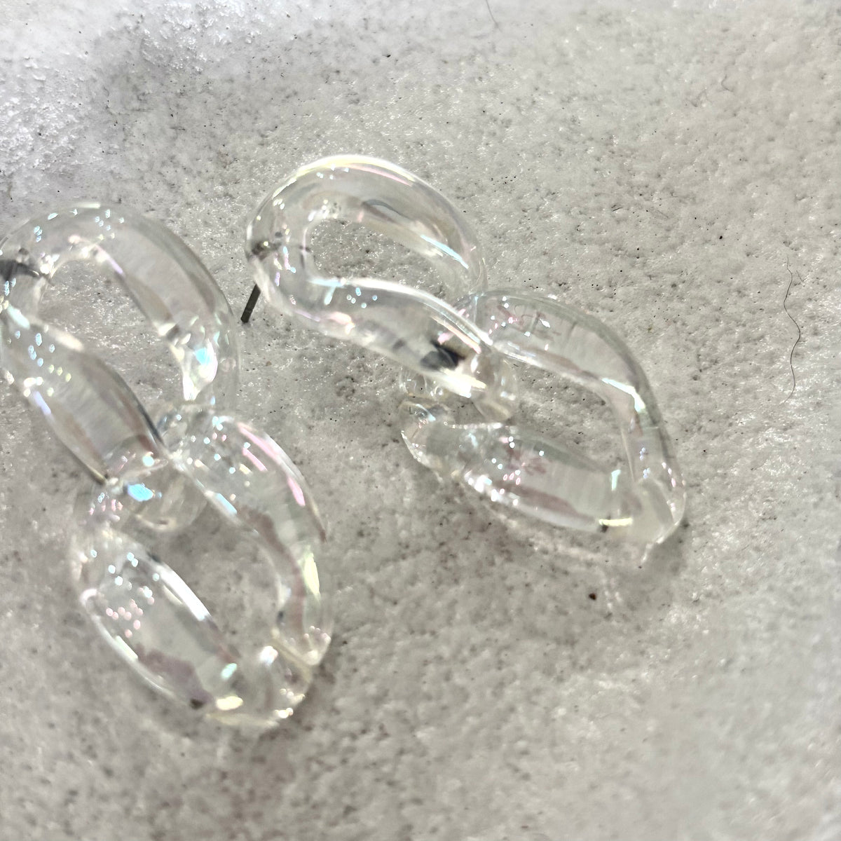 Clear Metallic Resin Chain Earring