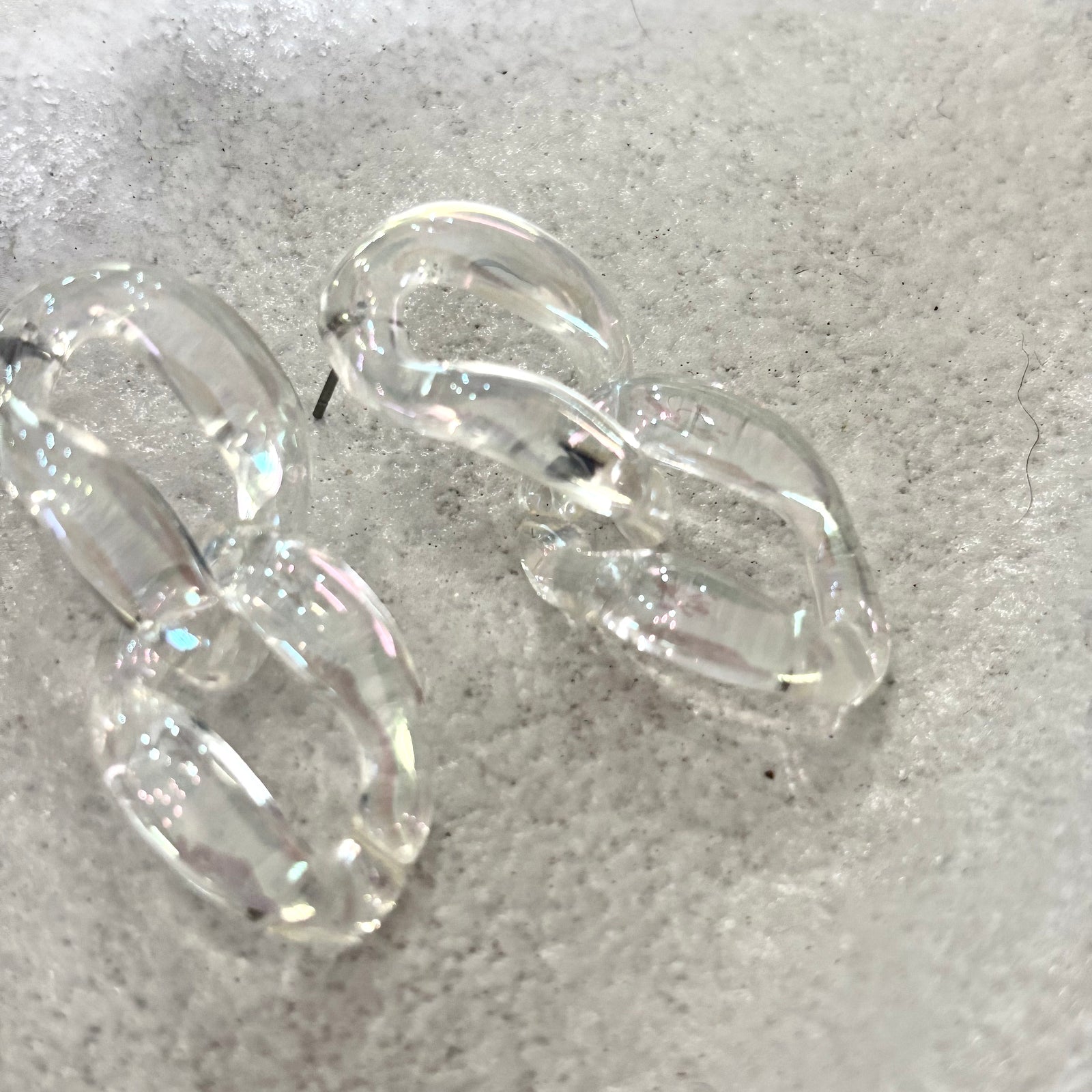 Clear Metallic Resin Chain Earring