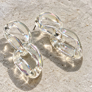 Clear Metallic Resin Chain Earring