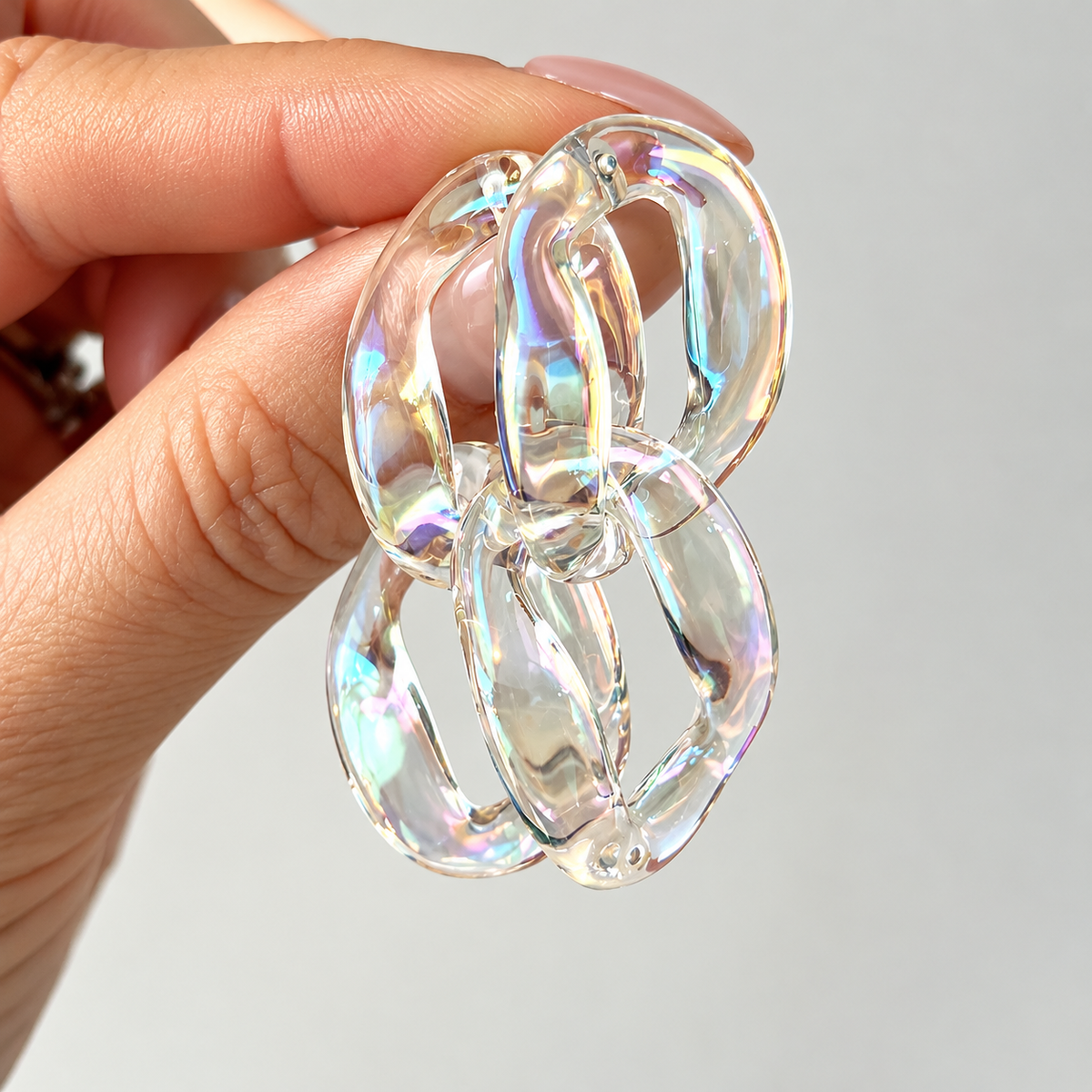 Clear Metallic Resin Chain Earring