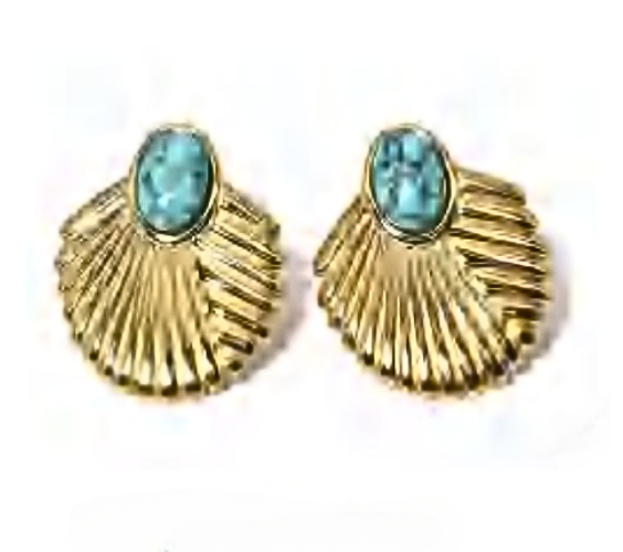 Vale Gold Earrings, Turquoise