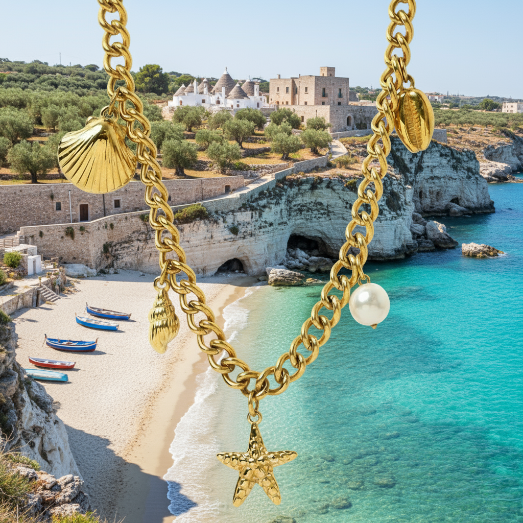 Seafoam Charm Gold Necklace