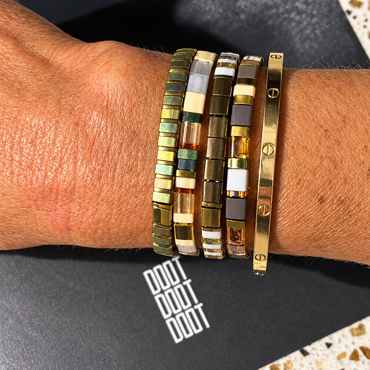 Ibiza Bracelet Cluster - Bronzed Stack