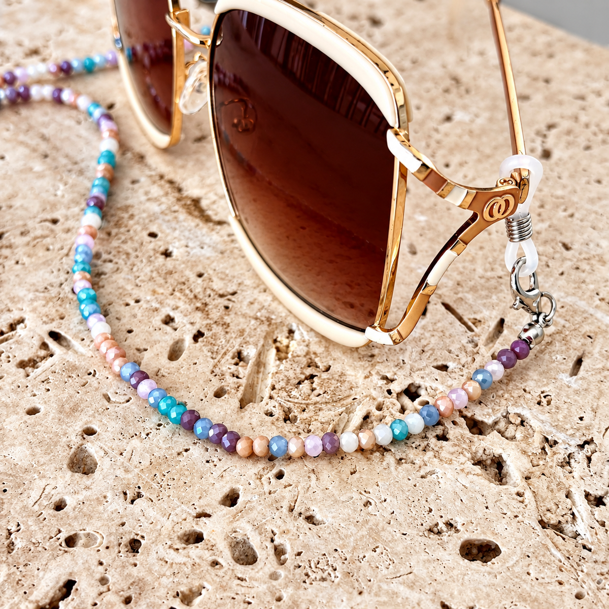 Kristy Sunglass Chain - Turquoise Mix Crystals