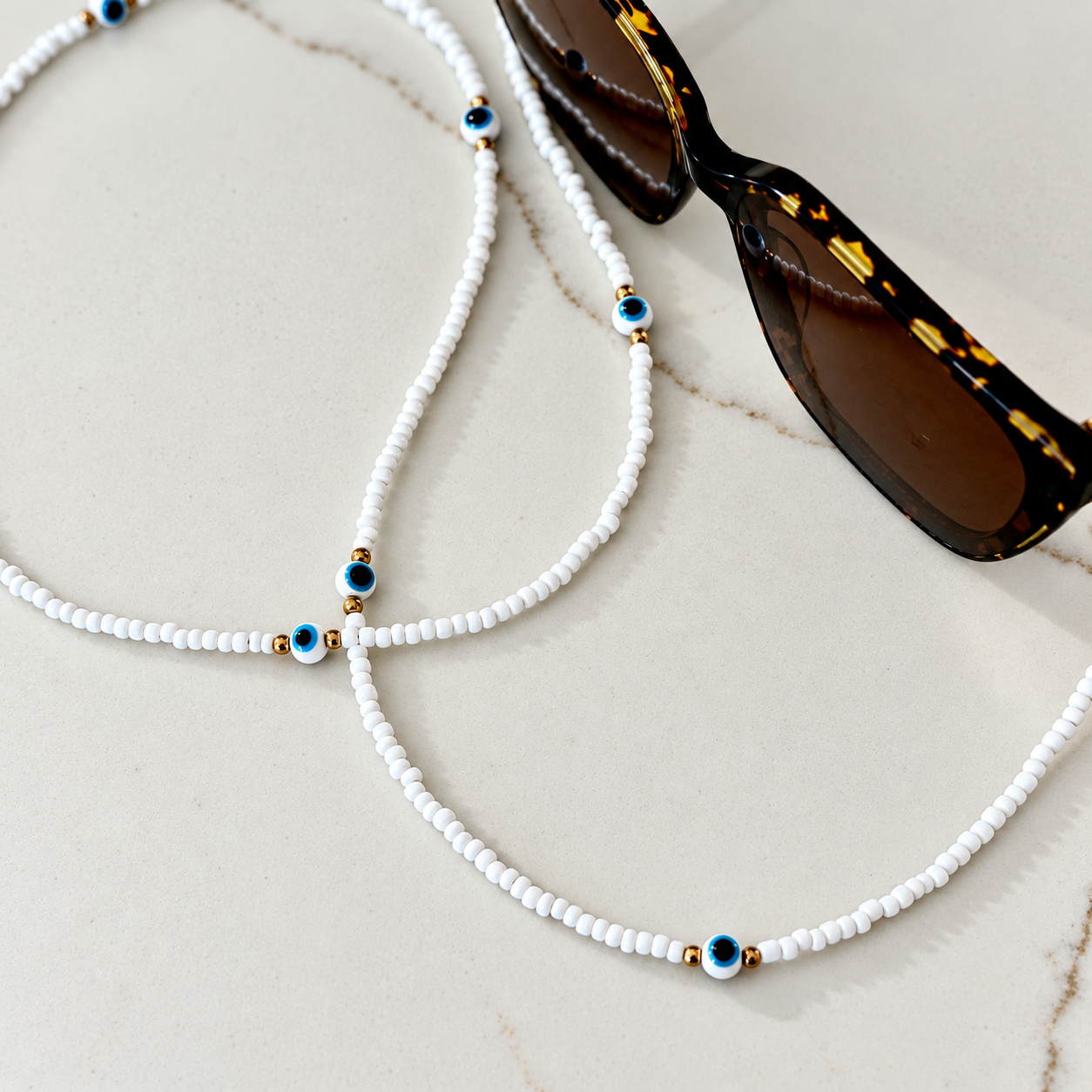 Evil Eye Sunglass Chain Snow