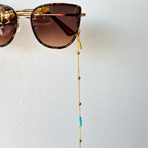 Delicate chain with a touch of turquoise, glasses chain