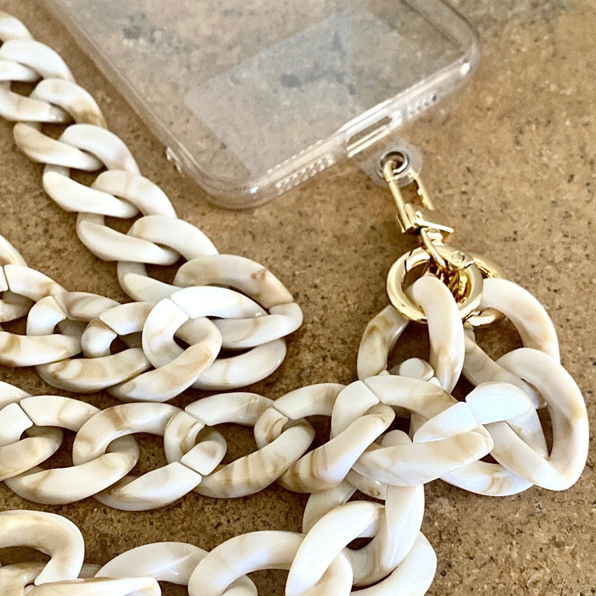 Cross body phone strap - Sand Tortishell