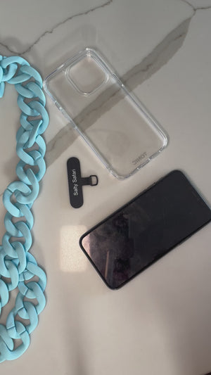 Cross body phone strap - Chunky chain Turquoise