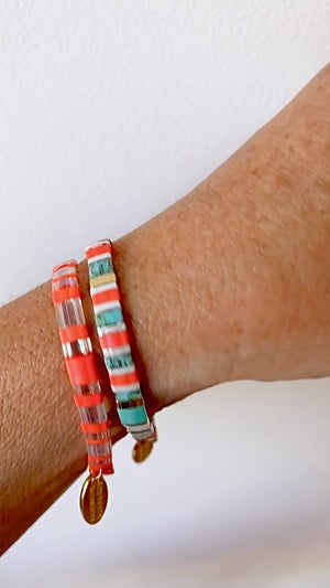 Ibiza Bracelet Clust, Coral with a touch of Turquoise