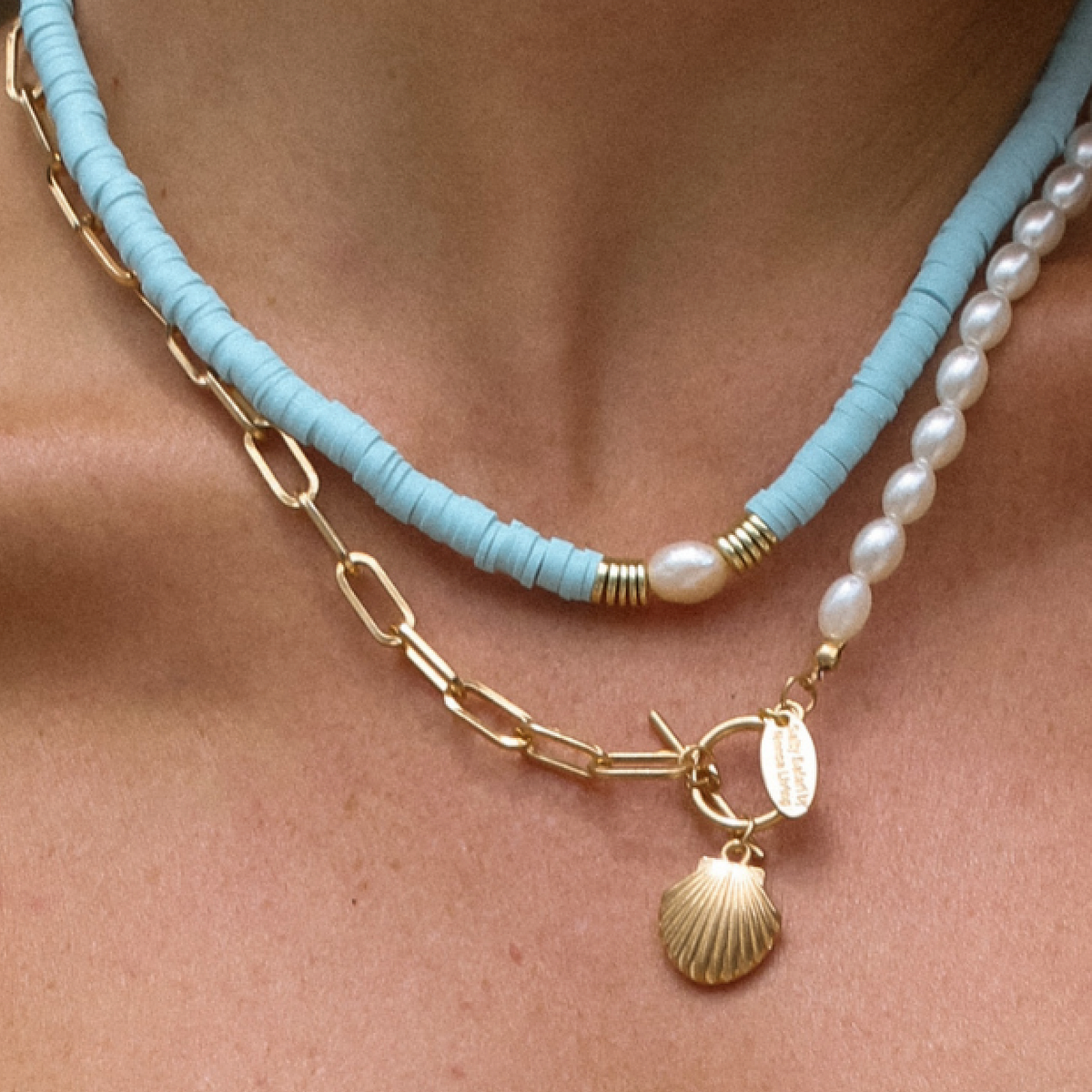 Seashells Necklace Gold & Pearl