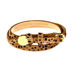 Leopard textured leather wrap bracelet