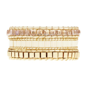 Luxe Gold & Milky Crystals, 3 Wrap Bracelet