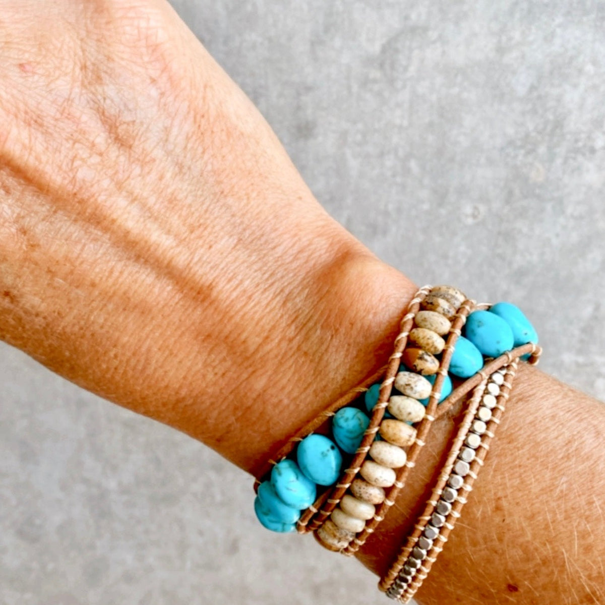 Wrap mens store turquoise bracelet