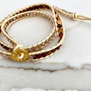 Luxe Gold & Bronze 3 Wrap Bracelet