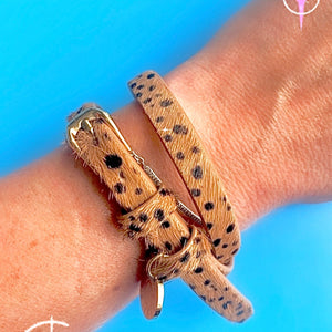 Leopard textured leather wrap