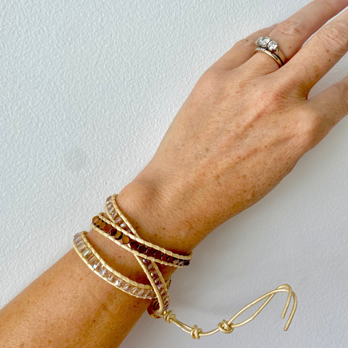 Luxe Gold & Bronze 3 Wrap Bracelet