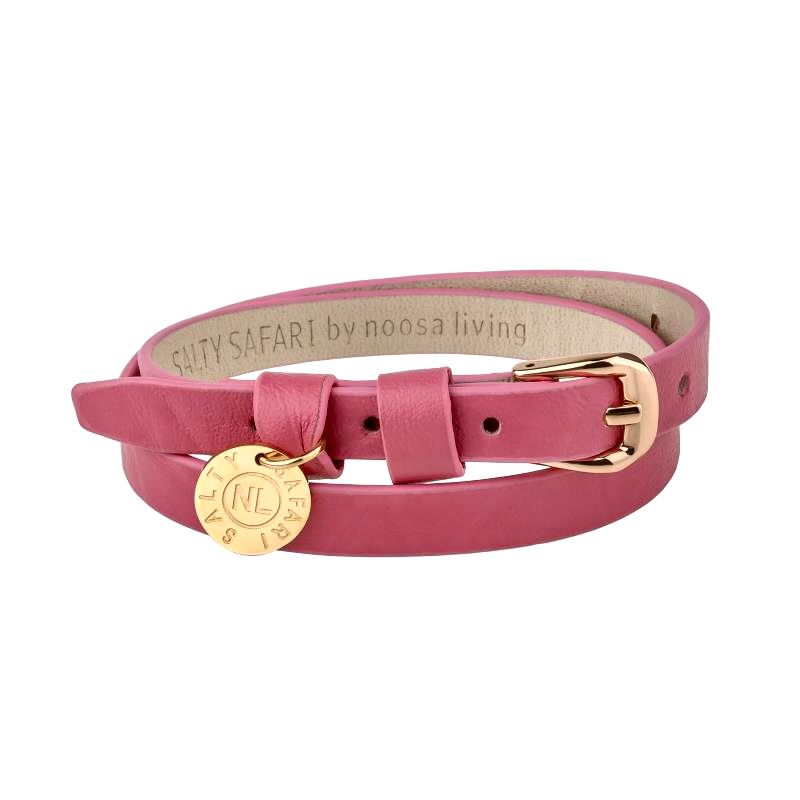 Candy Pink Leather Wrap Bracelet